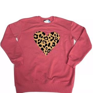Womens FifthSun Sweater Cheetah Heart /sweater